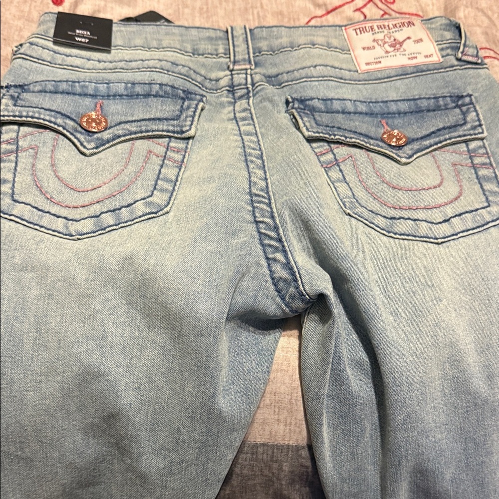 True Religion Women's Faded Blue Boot Cut Jeans